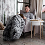 Handmade Warm Soft Chunky Knit Blanket