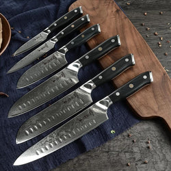 Chef Professional Japanese VG10 Damascus Knife Set with Full Tang