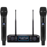 EYK Professional Wireless UHF Dual Microphone System with Handheld Set