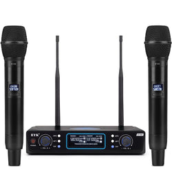 EYK Professional Wireless UHF Dual Microphone System with Handheld Set