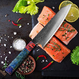 Nakiri Chef Damascus Steel Knife with 67 Layers and Unique Handle