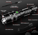 Waterproof Rechargeable LED Tactical Flashlight - 6500 Lumens