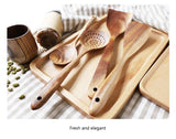 Thai Teak Natural Wood Kitchen Utensils | Set of 7