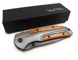 Professional Survival Folding Pocket Knife with Wooden Rosewood Handle