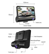 Full HD 1080P Dual Dash Cam With Rearview Camera