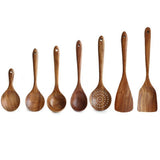 Thai Teak Natural Wood Kitchen Utensils | Set of 7